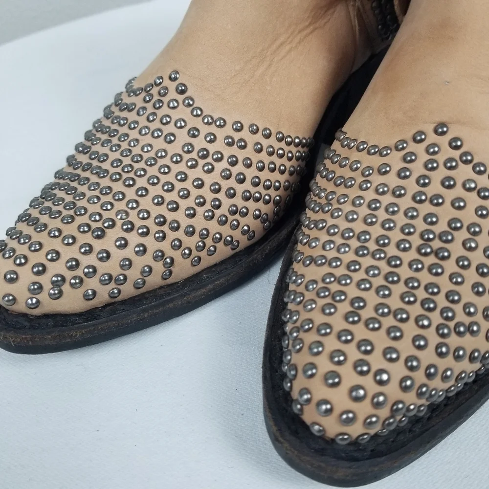 Jeffrey Campbell Free People Western Studded Dodge Tan Rockabilly Ankle Boots 9 - Picture 4 of 16